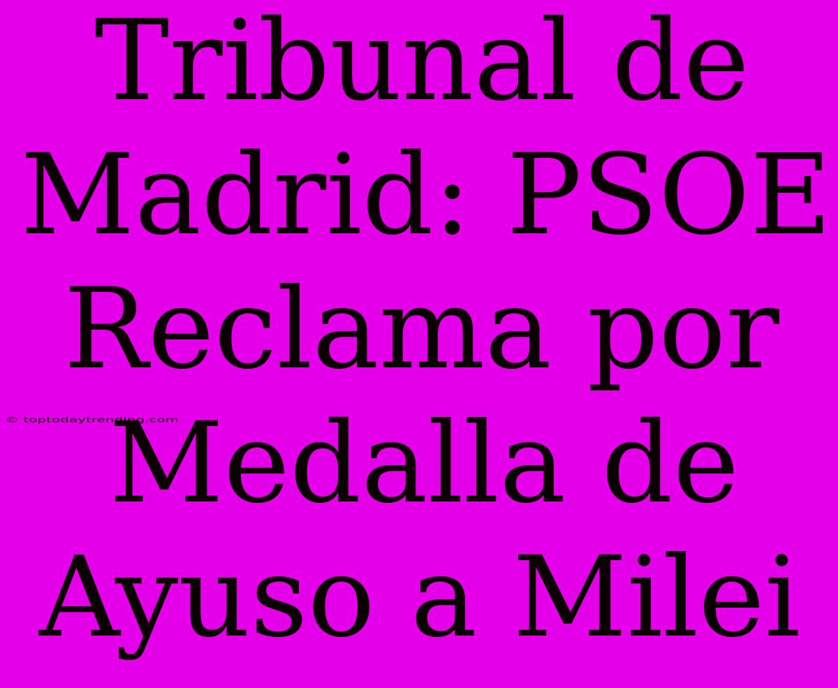 Tribunal De Madrid: PSOE Reclama Por Medalla De Ayuso A Milei