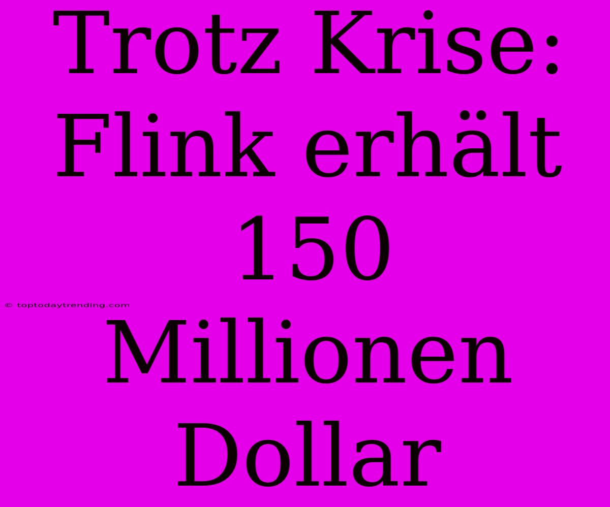 Trotz Krise: Flink Erhält 150 Millionen Dollar