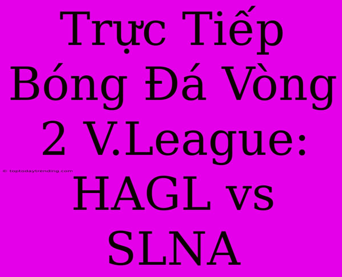 Trực Tiếp Bóng Đá Vòng 2 V.League: HAGL Vs SLNA