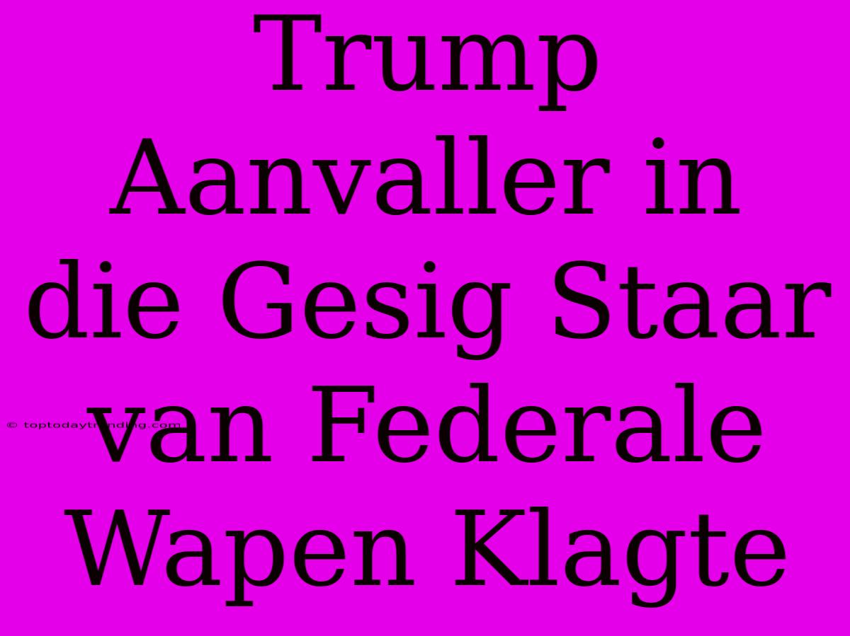 Trump Aanvaller In Die Gesig Staar Van Federale Wapen Klagte