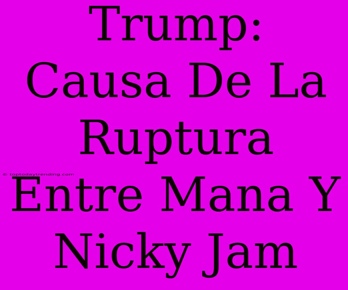 Trump: Causa De La Ruptura Entre Mana Y Nicky Jam