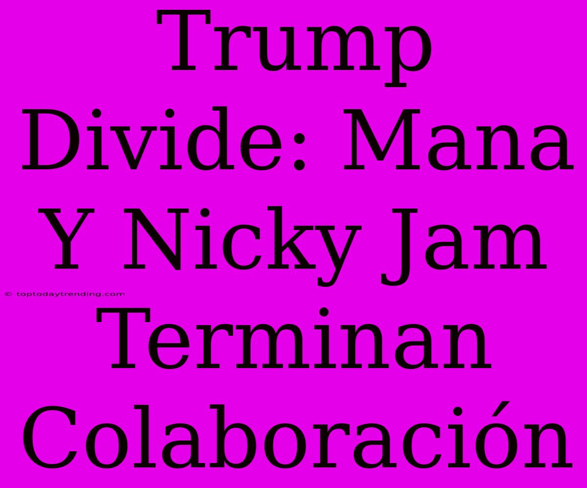 Trump Divide: Mana Y Nicky Jam Terminan Colaboración