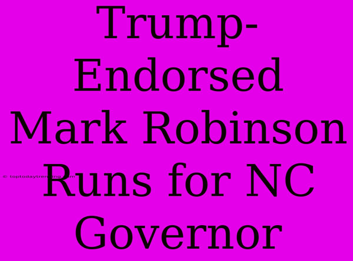 Trump-Endorsed Mark Robinson Runs For NC Governor