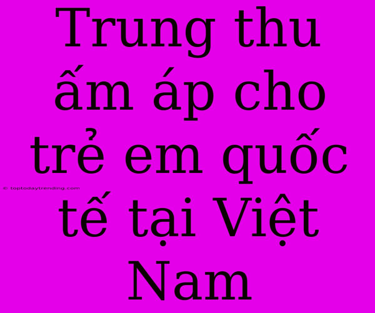 Trung Thu Ấm Áp Cho Trẻ Em Quốc Tế Tại Việt Nam