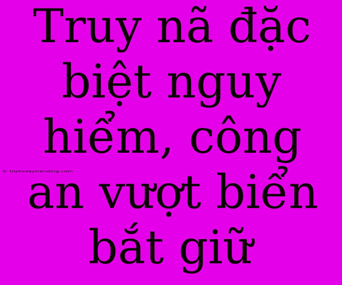 Truy Nã Đặc Biệt Nguy Hiểm, Công An Vượt Biển Bắt Giữ