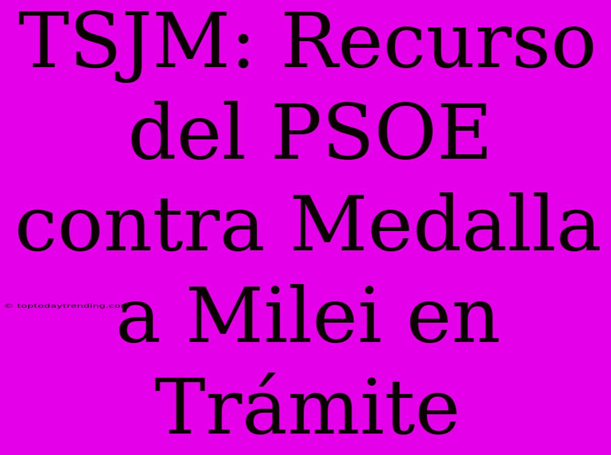 TSJM: Recurso Del PSOE Contra Medalla A Milei En Trámite