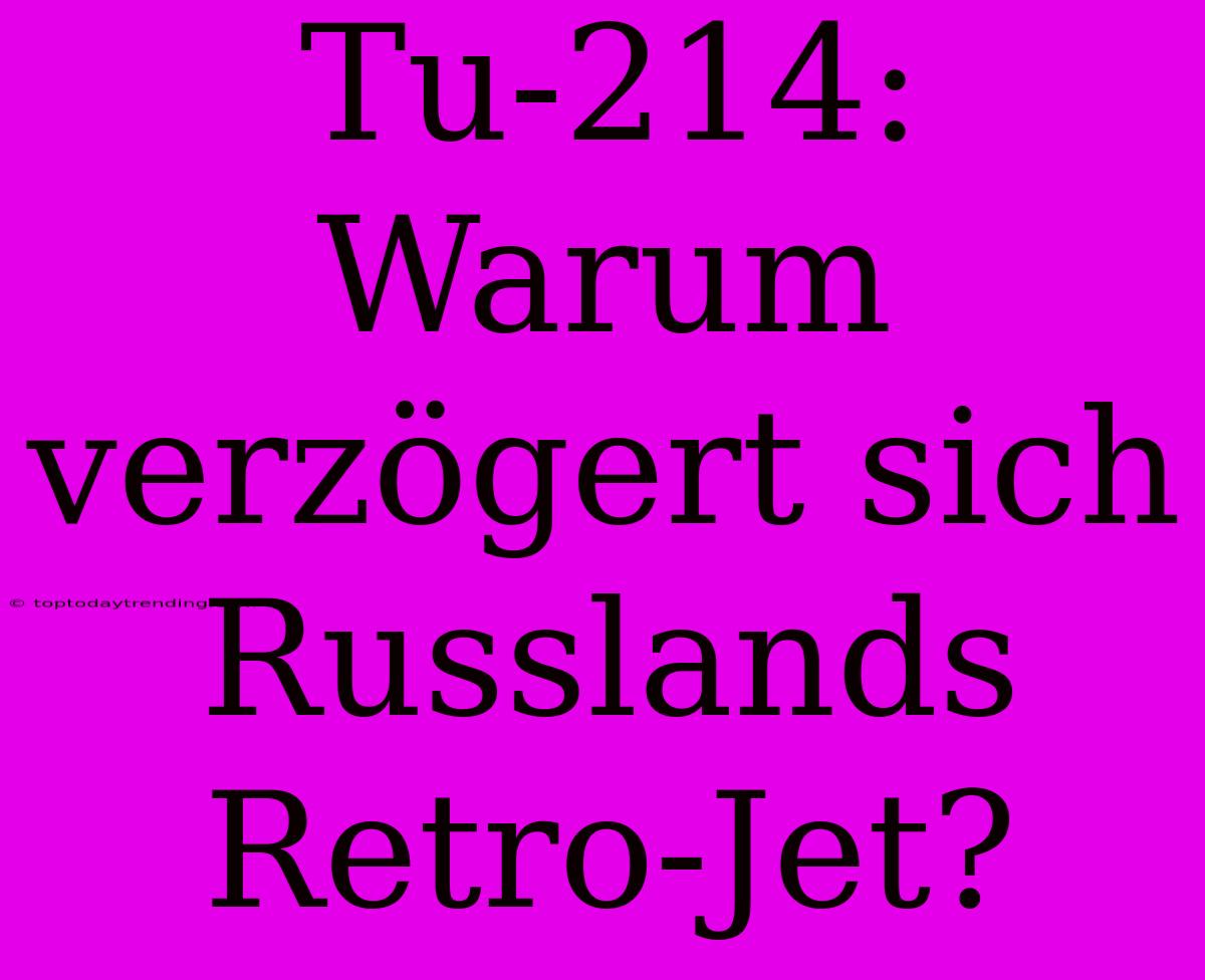 Tu-214: Warum Verzögert Sich Russlands Retro-Jet?