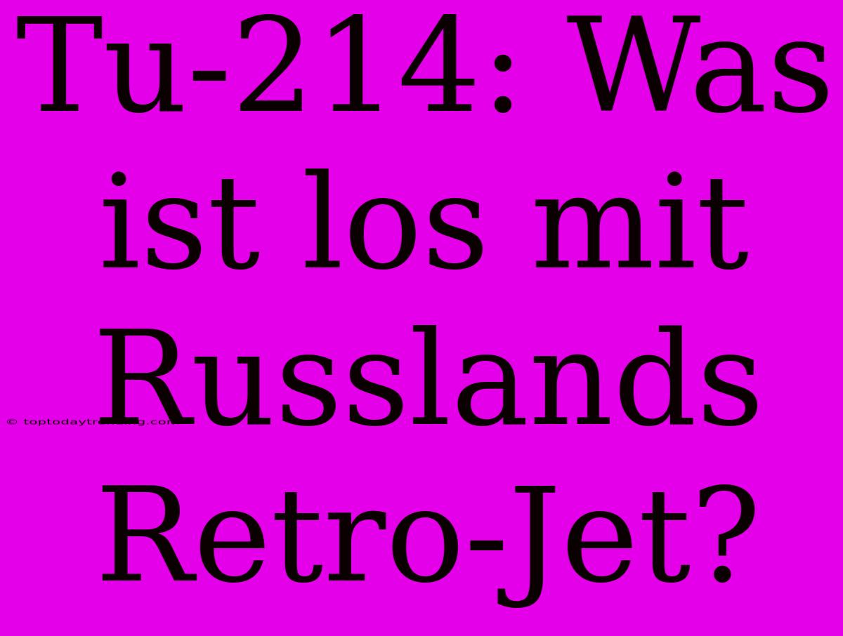 Tu-214: Was Ist Los Mit Russlands Retro-Jet?