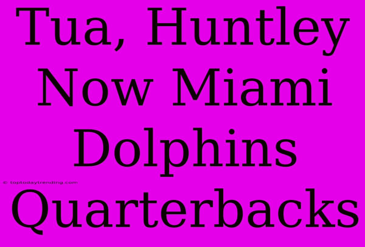 Tua, Huntley Now Miami Dolphins Quarterbacks