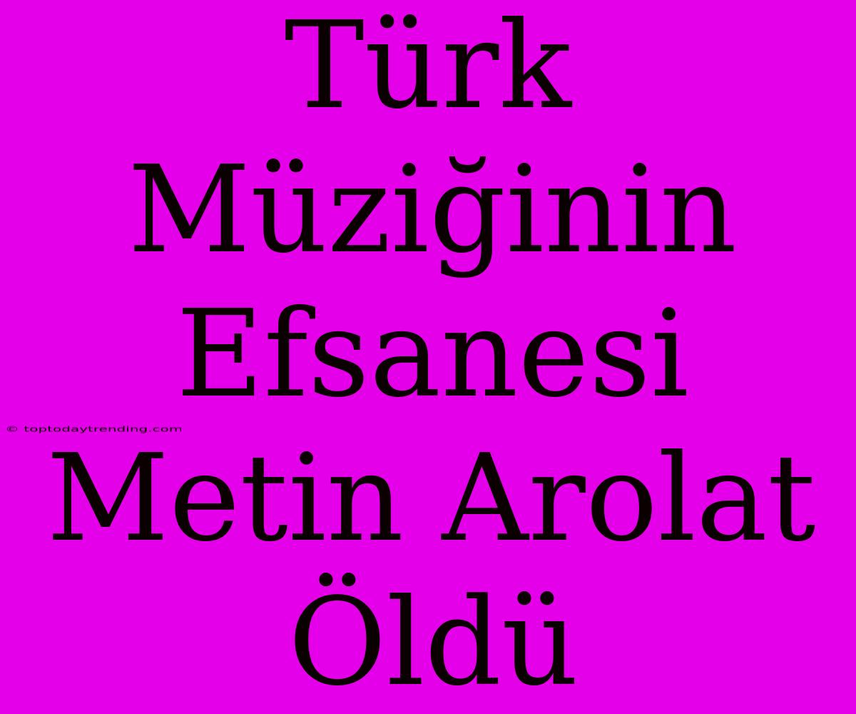 Türk Müziğinin Efsanesi Metin Arolat Öldü