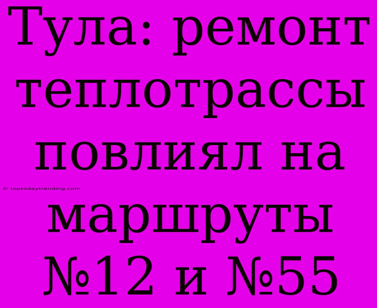 Тула: Ремонт Теплотрассы Повлиял На Маршруты №12 И №55