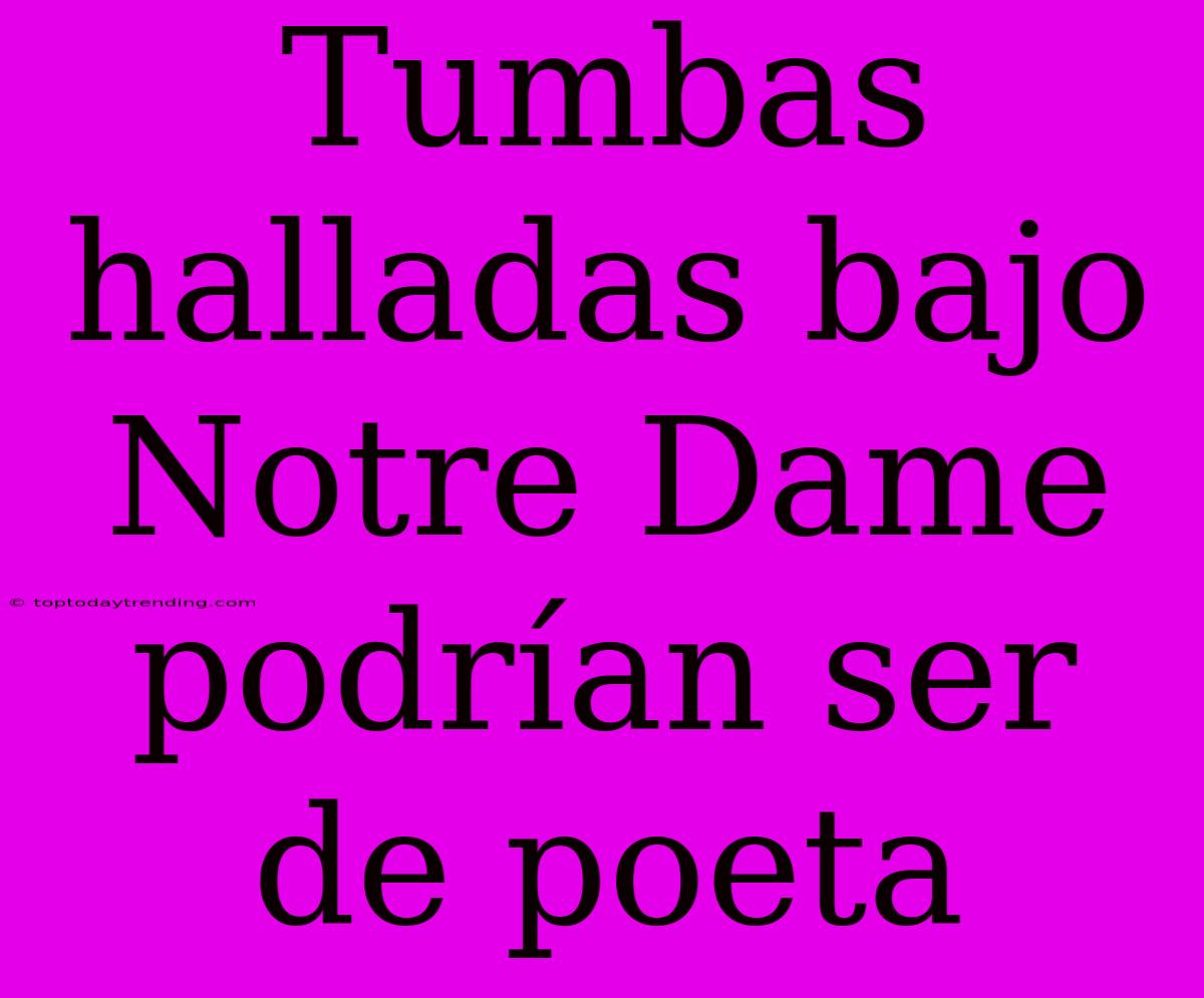 Tumbas Halladas Bajo Notre Dame Podrían Ser De Poeta