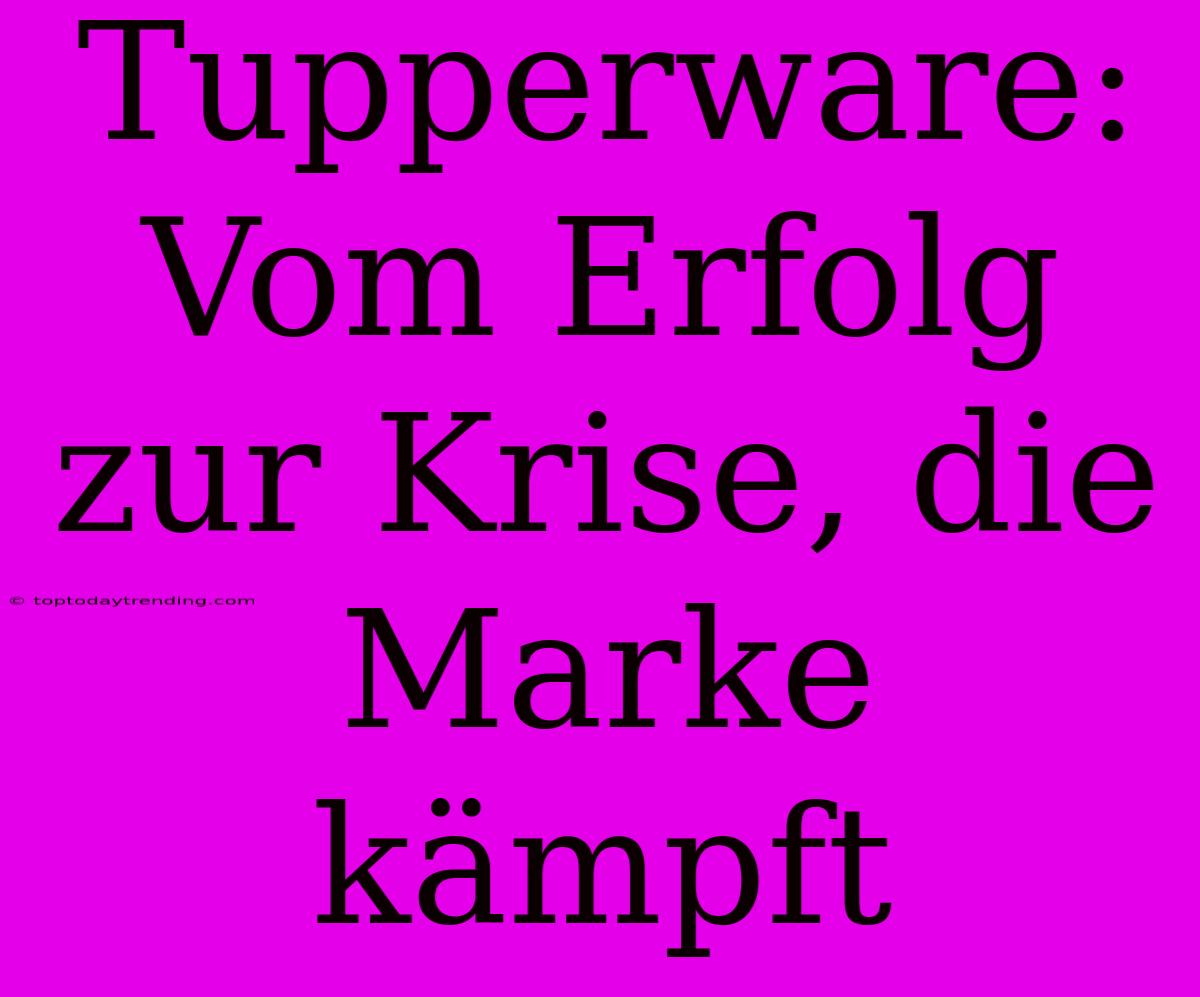 Tupperware: Vom Erfolg Zur Krise, Die Marke Kämpft