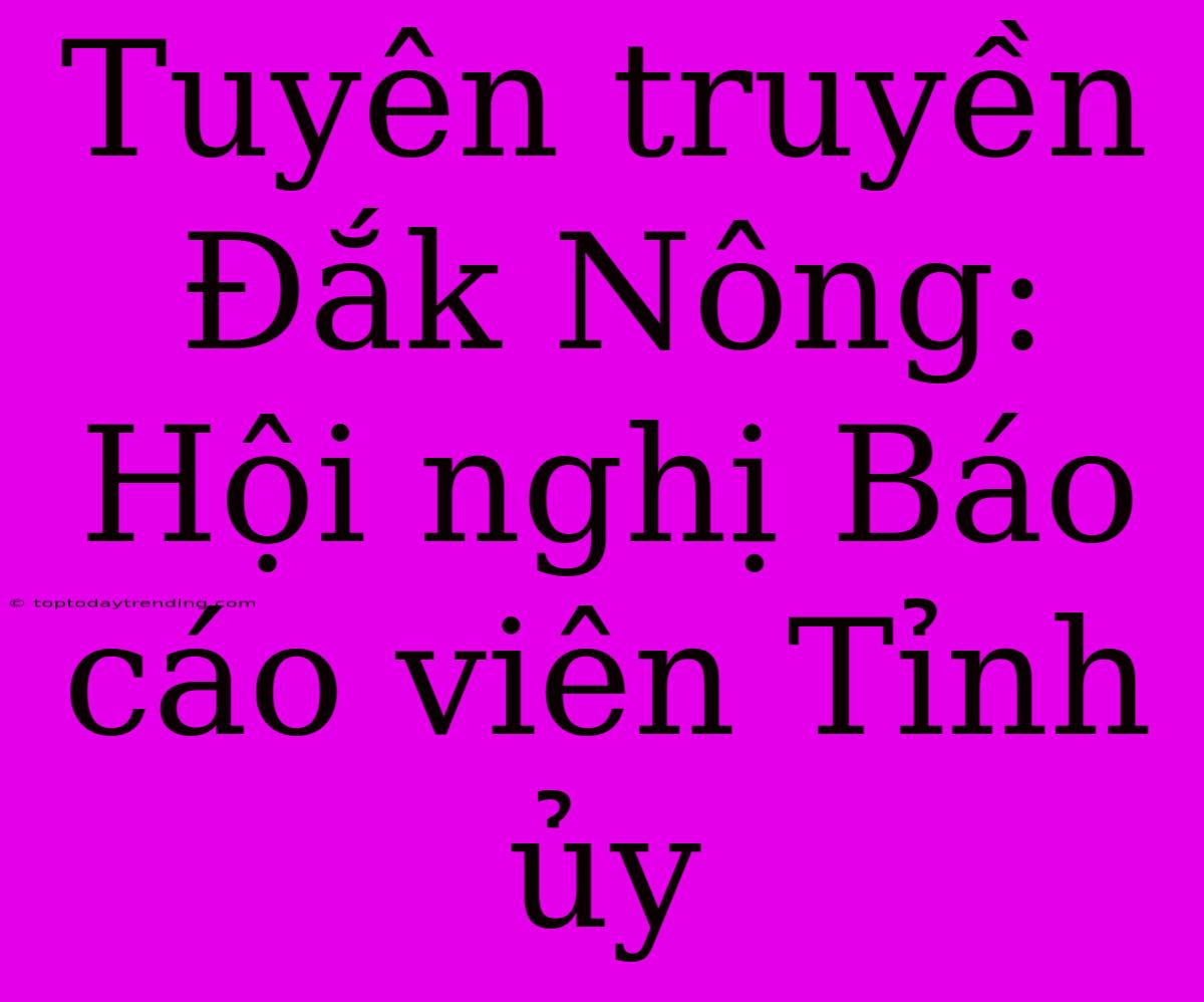 Tuyên Truyền Đắk Nông: Hội Nghị Báo Cáo Viên Tỉnh Ủy