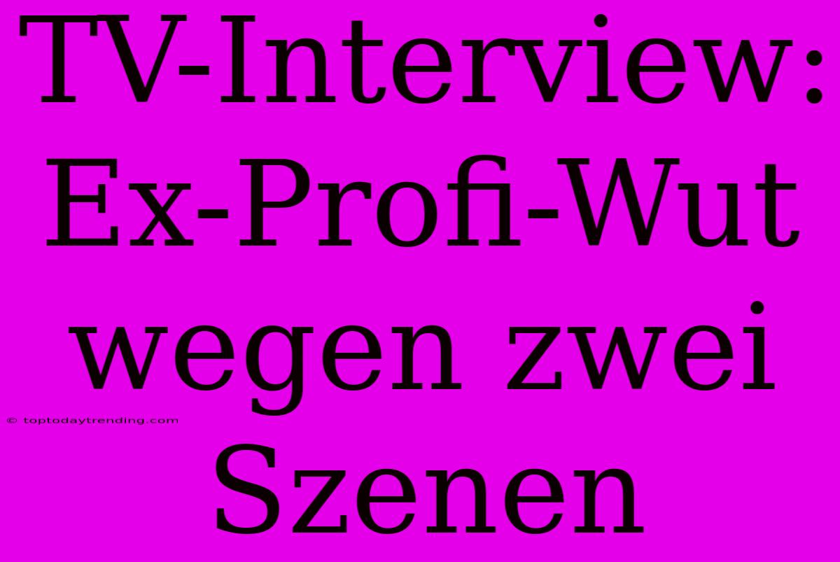 TV-Interview: Ex-Profi-Wut Wegen Zwei Szenen