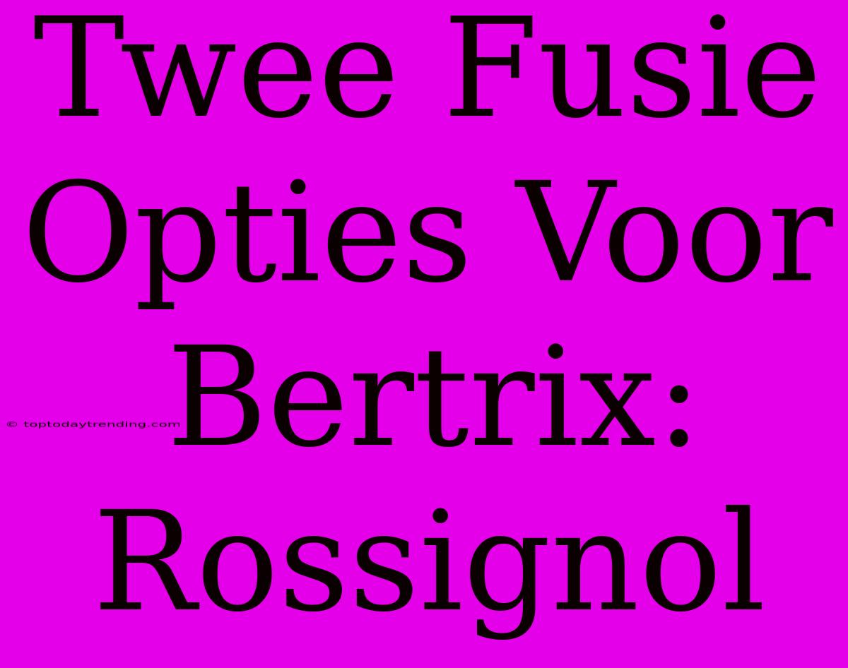 Twee Fusie Opties Voor Bertrix: Rossignol