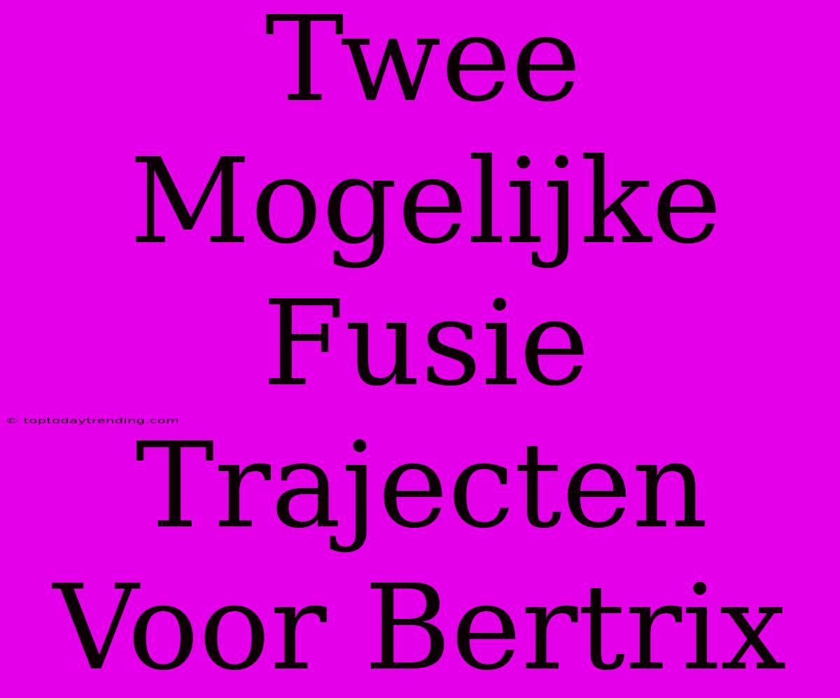 Twee Mogelijke Fusie Trajecten Voor Bertrix