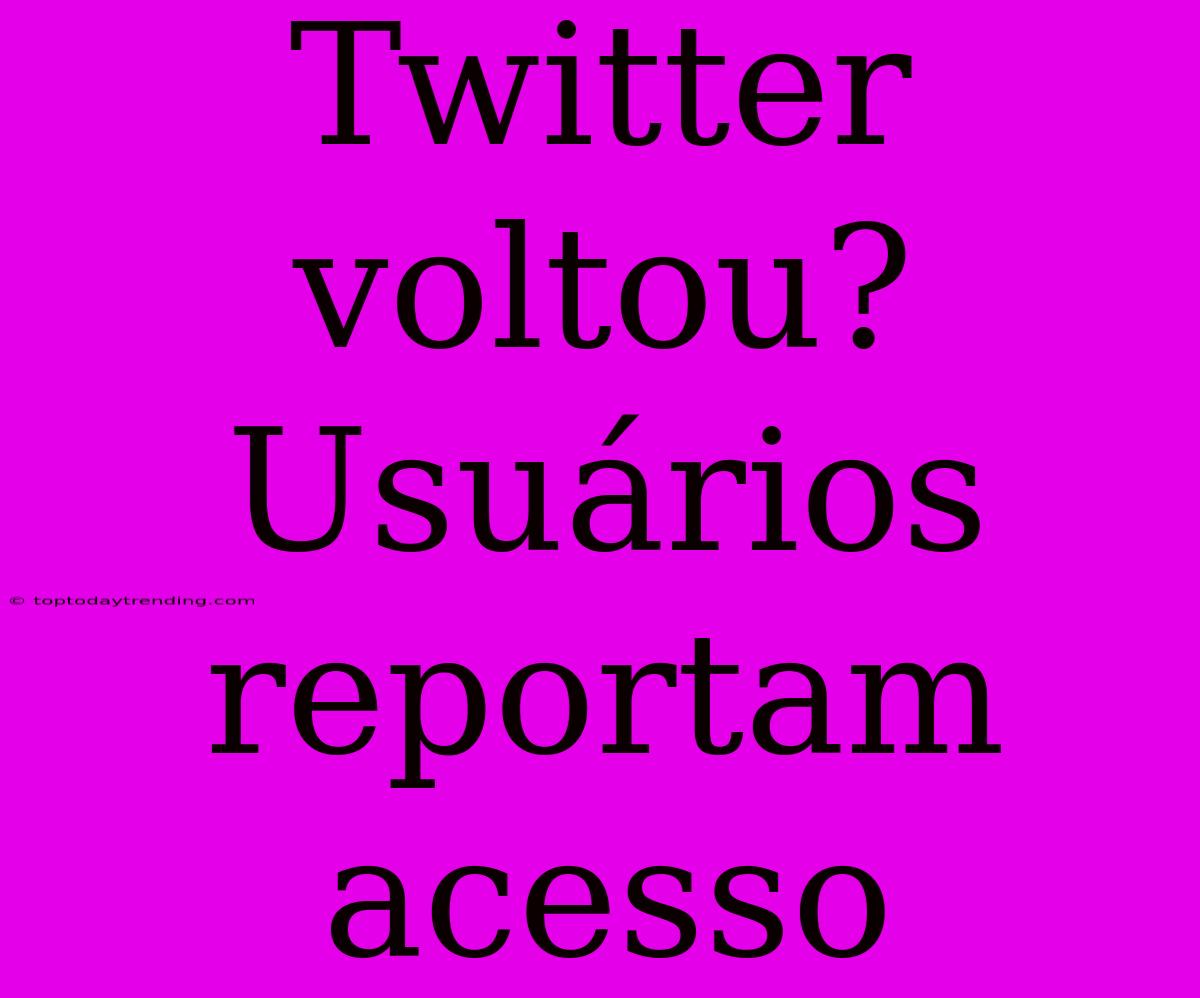 Twitter Voltou? Usuários Reportam Acesso