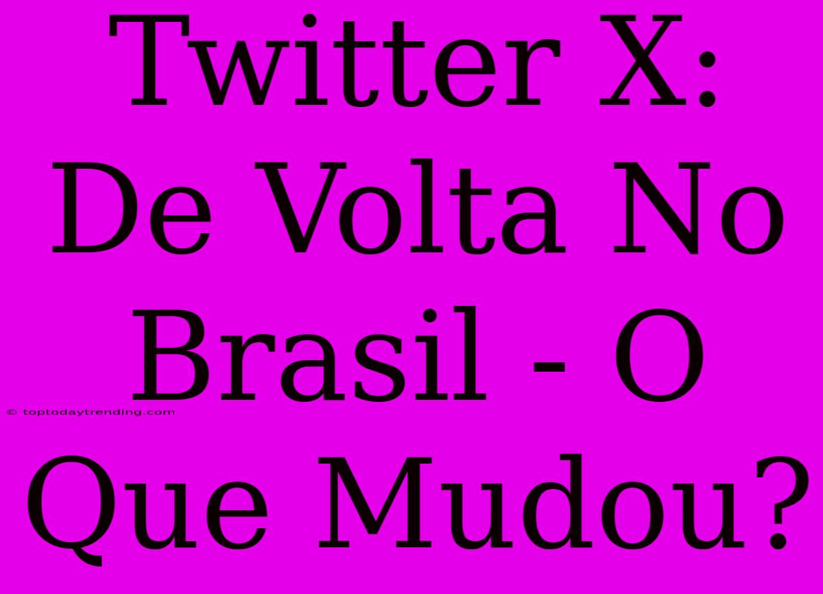 Twitter X: De Volta No Brasil - O Que Mudou?