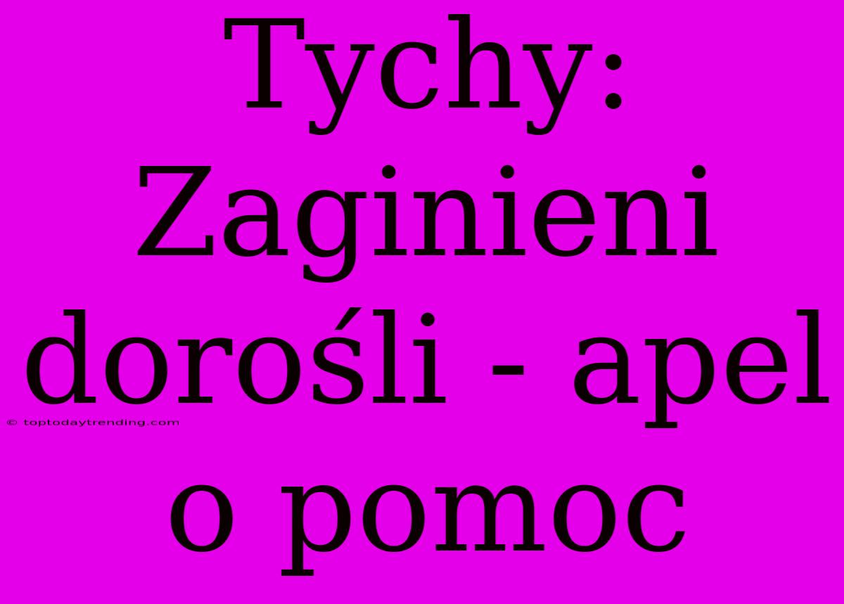 Tychy: Zaginieni Dorośli - Apel O Pomoc