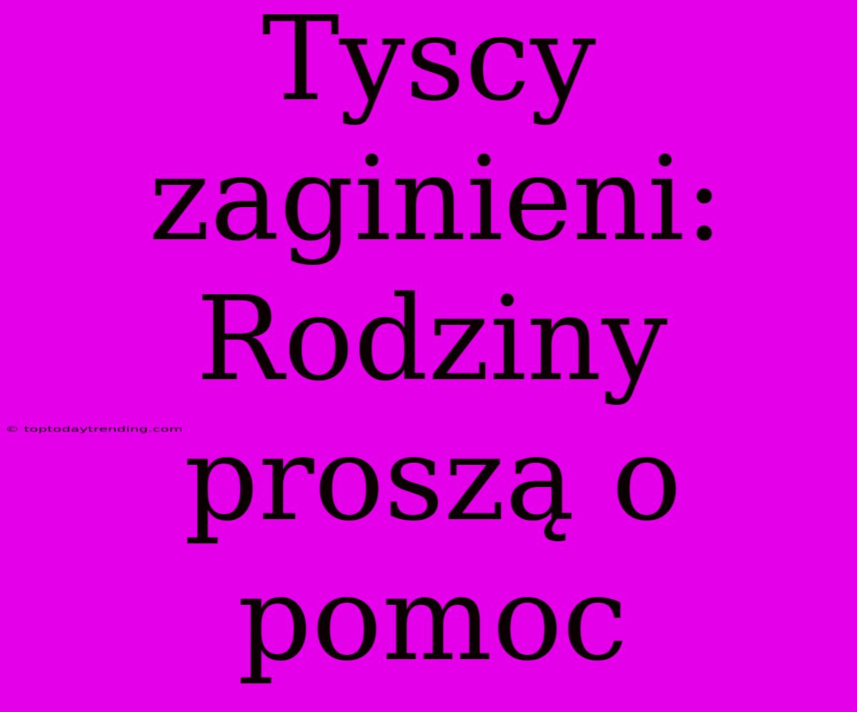 Tyscy Zaginieni: Rodziny Proszą O Pomoc