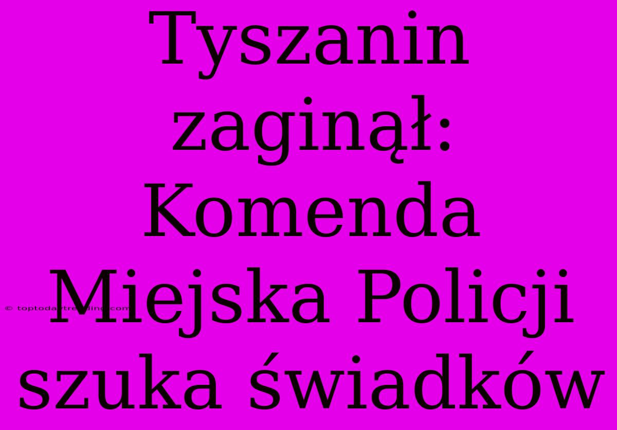 Tyszanin Zaginął: Komenda Miejska Policji Szuka Świadków