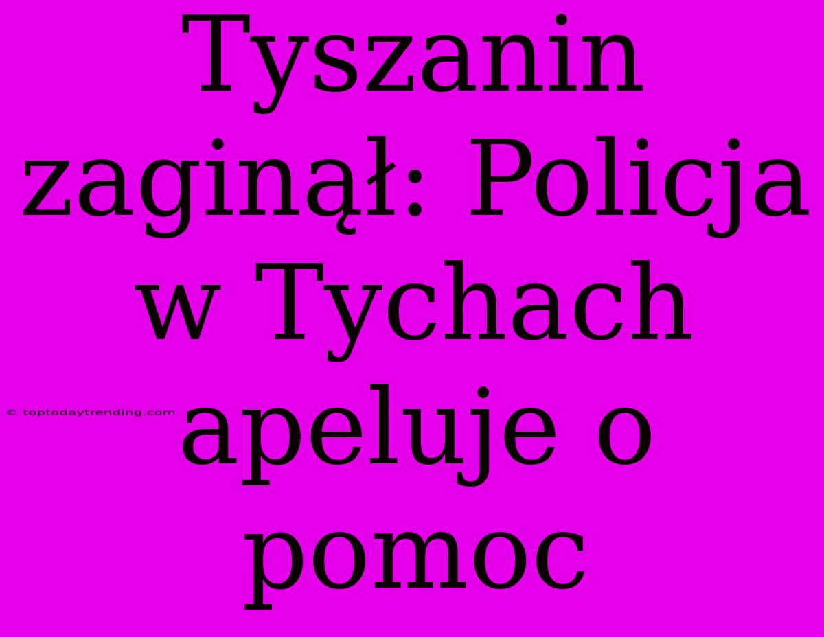 Tyszanin Zaginął: Policja W Tychach Apeluje O Pomoc