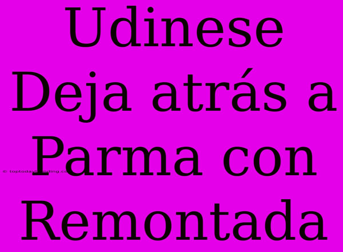 Udinese Deja Atrás A Parma Con Remontada