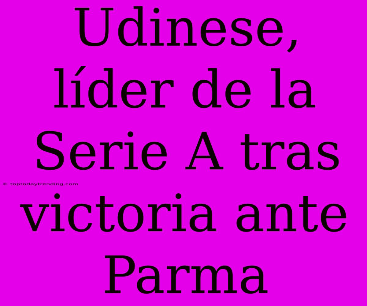 Udinese, Líder De La Serie A Tras Victoria Ante Parma