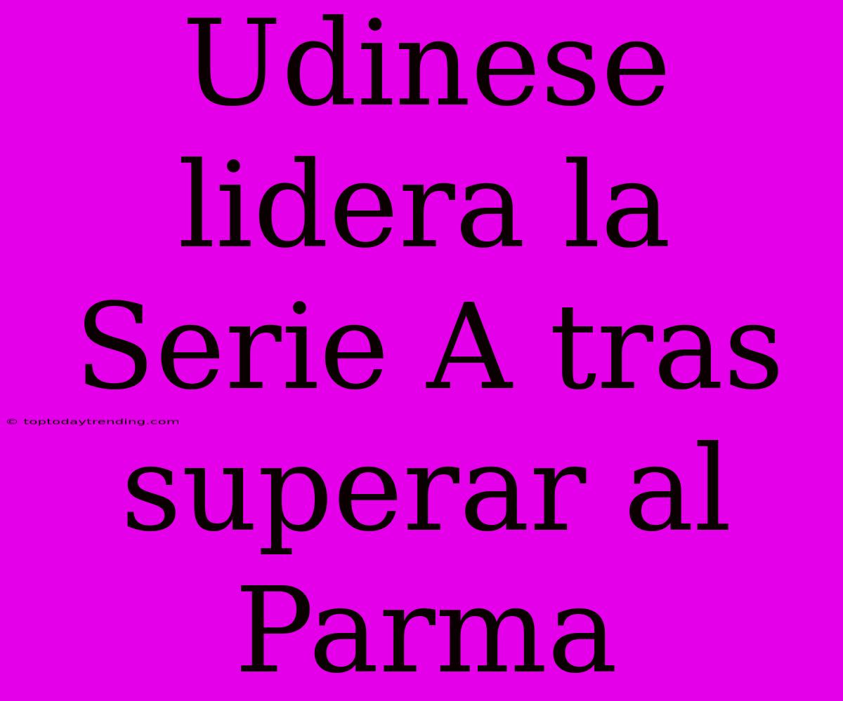 Udinese Lidera La Serie A Tras Superar Al Parma