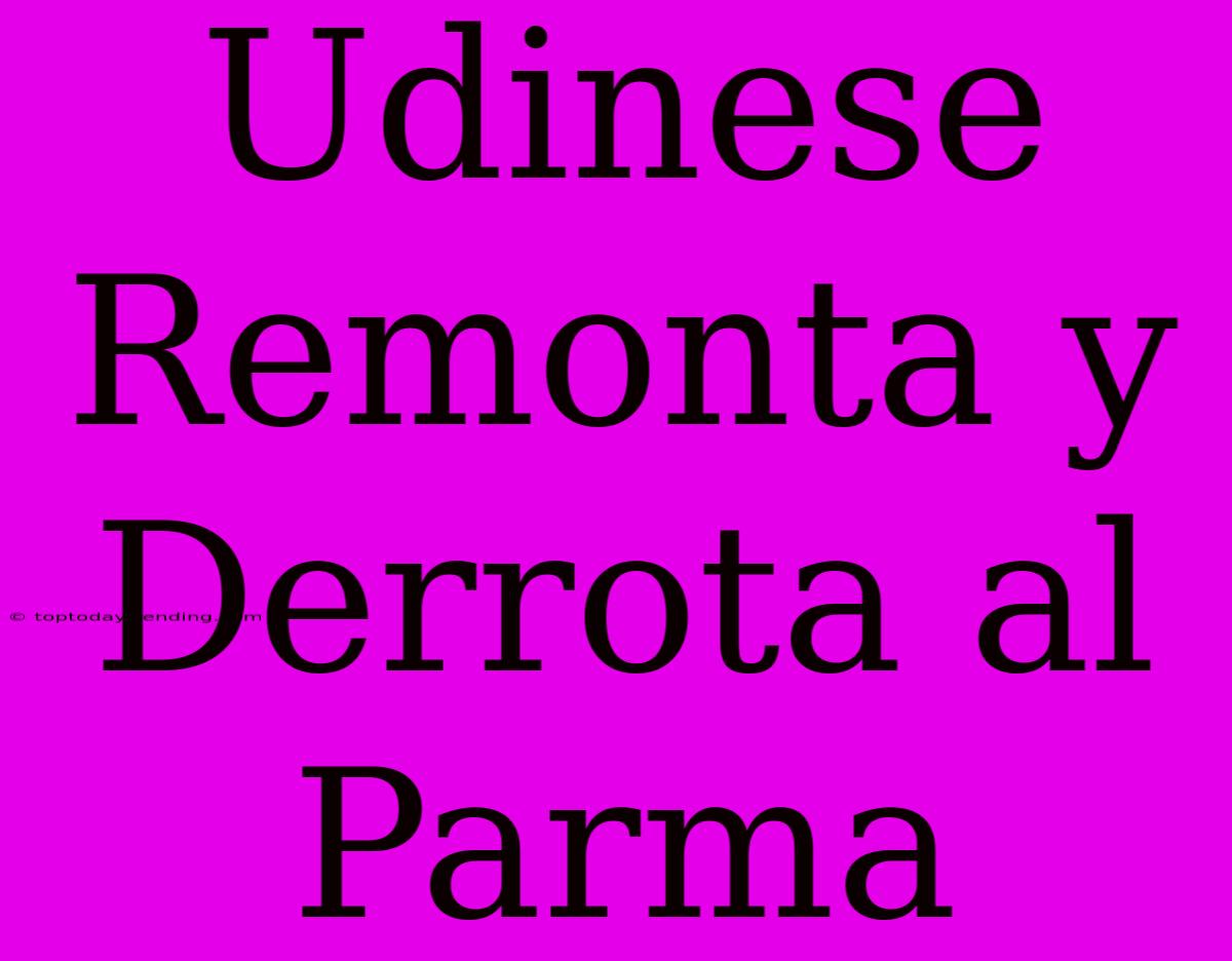 Udinese Remonta Y Derrota Al Parma