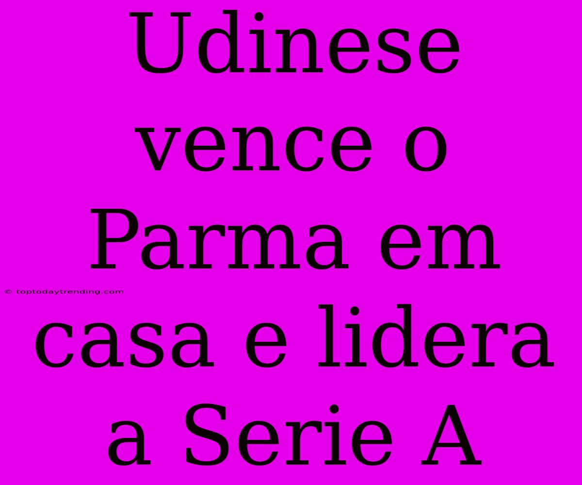 Udinese Vence O Parma Em Casa E Lidera A Serie A