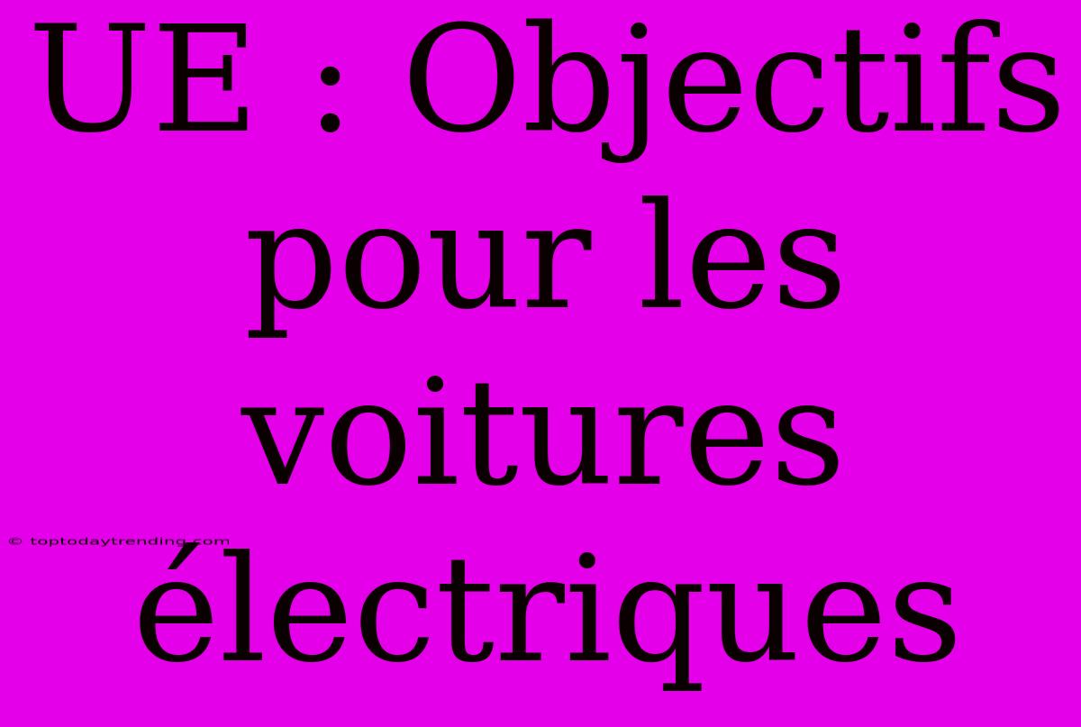 UE : Objectifs Pour Les Voitures Électriques