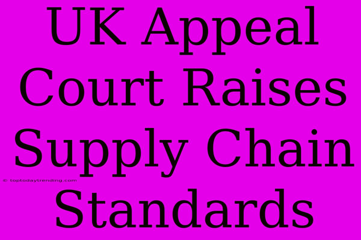 UK Appeal Court Raises Supply Chain Standards