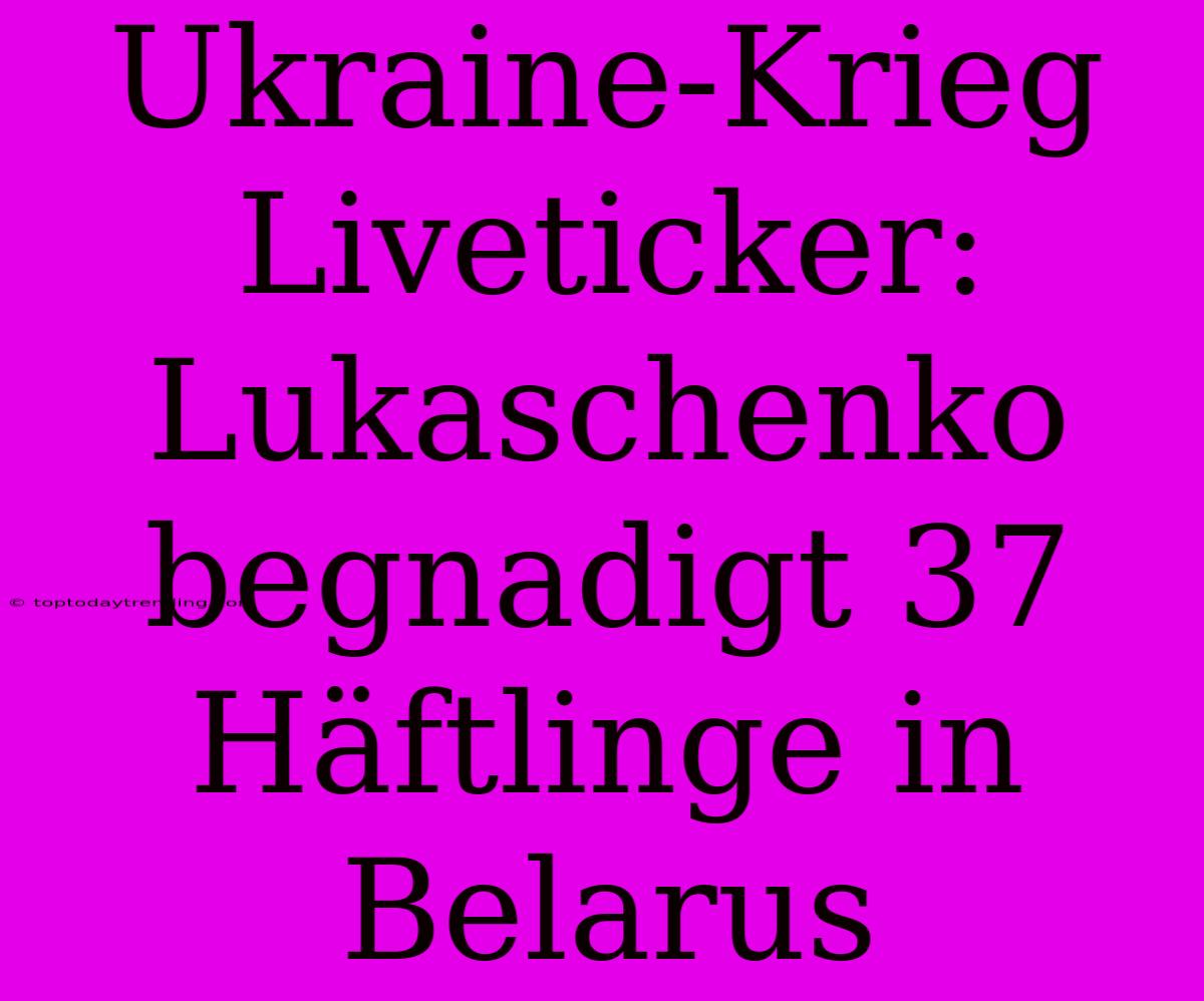 Ukraine-Krieg Liveticker: Lukaschenko Begnadigt 37 Häftlinge In Belarus