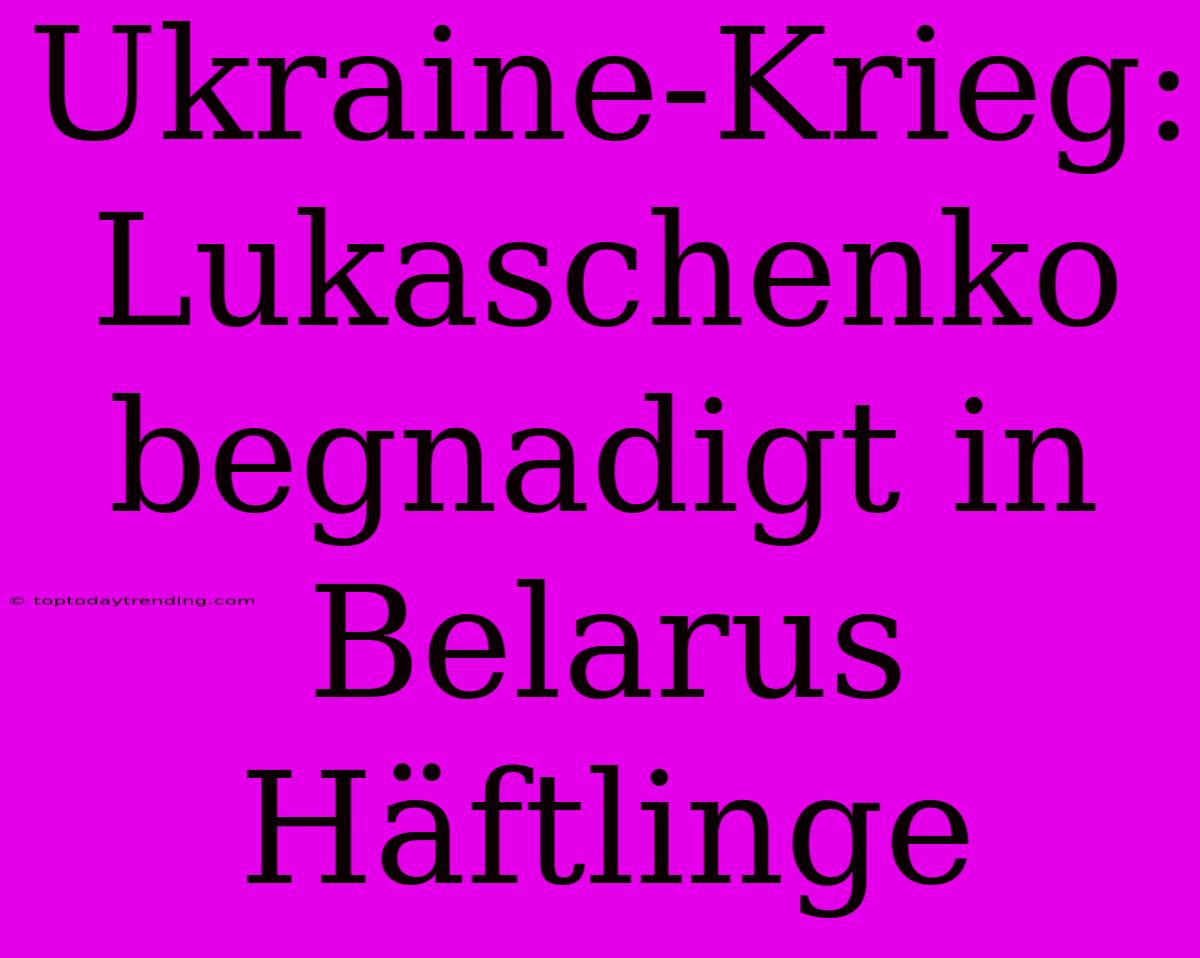 Ukraine-Krieg: Lukaschenko Begnadigt In Belarus Häftlinge