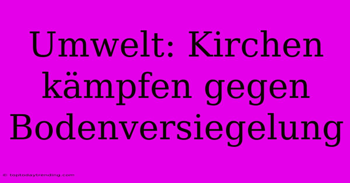 Umwelt: Kirchen Kämpfen Gegen Bodenversiegelung