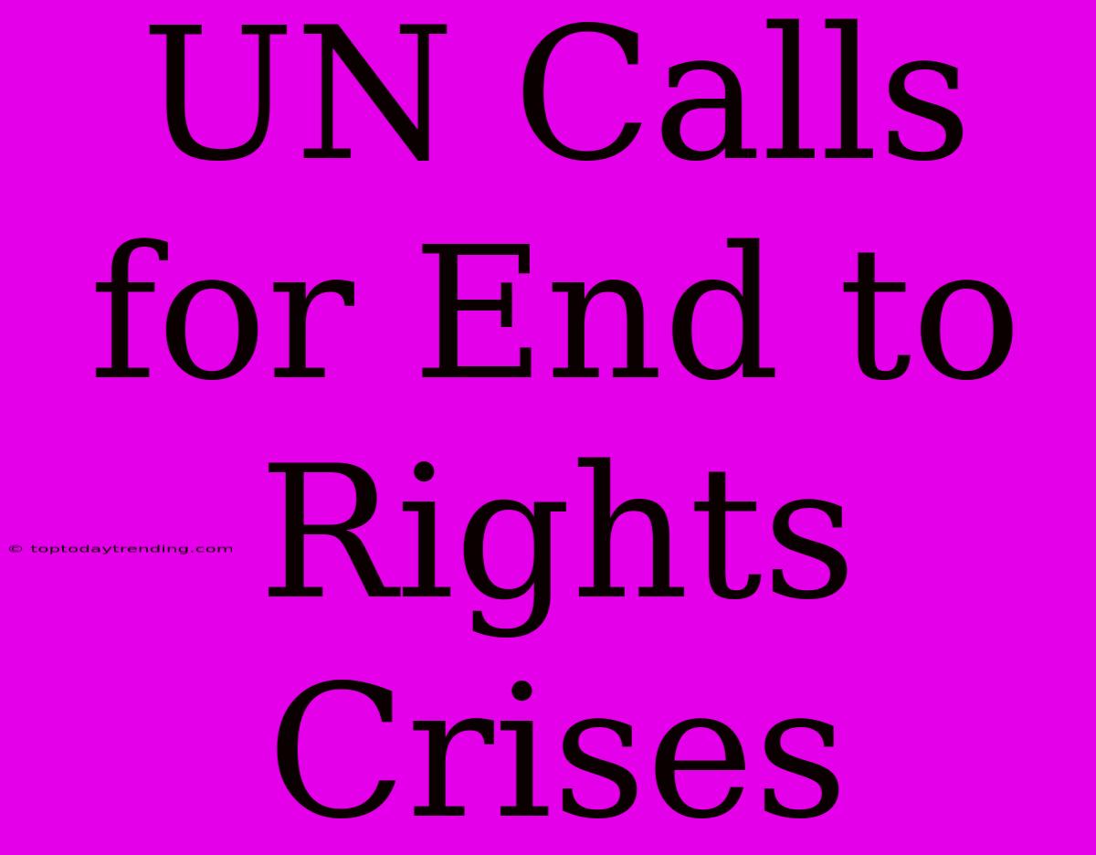 UN Calls For End To Rights Crises