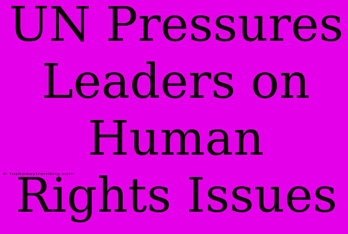 UN Pressures Leaders On Human Rights Issues