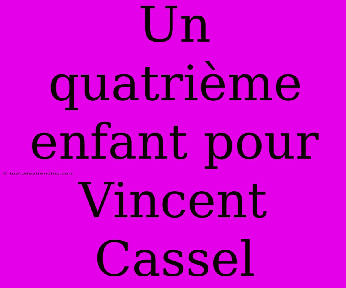 Un Quatrième Enfant Pour Vincent Cassel