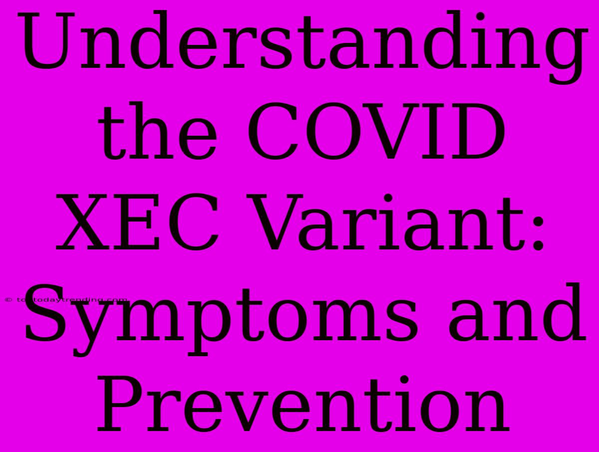 Understanding The COVID XEC Variant: Symptoms And Prevention