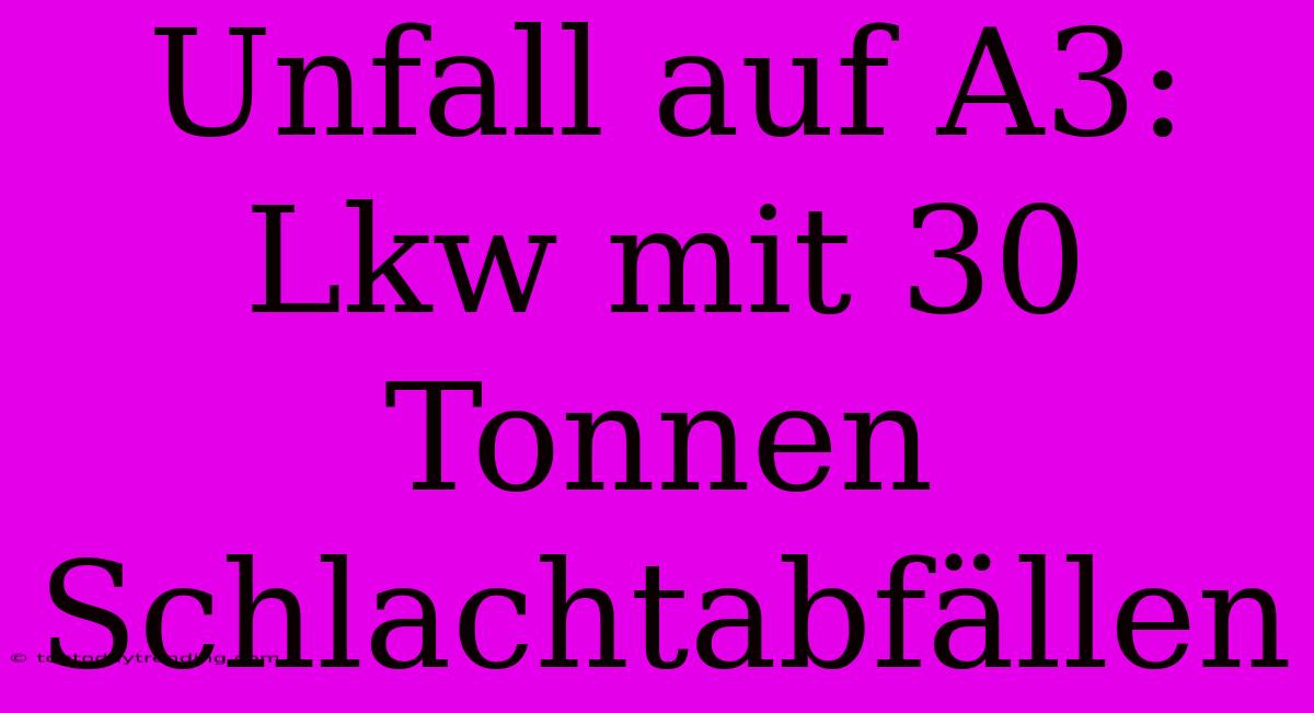 Unfall Auf A3: Lkw Mit 30 Tonnen Schlachtabfällen