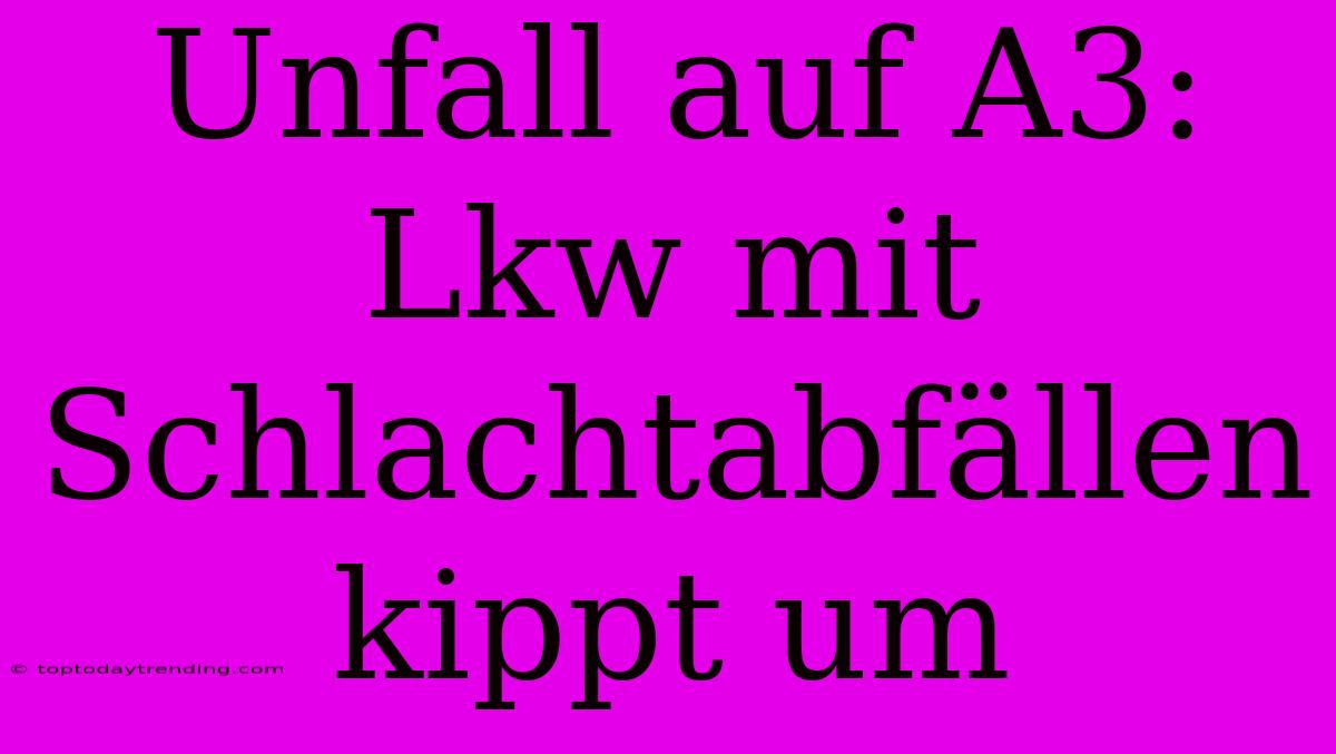 Unfall Auf A3: Lkw Mit Schlachtabfällen Kippt Um
