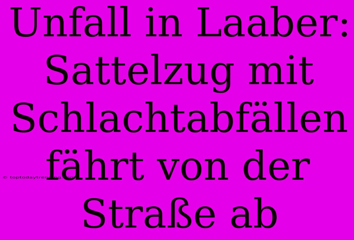 Unfall In Laaber: Sattelzug Mit Schlachtabfällen Fährt Von Der Straße Ab