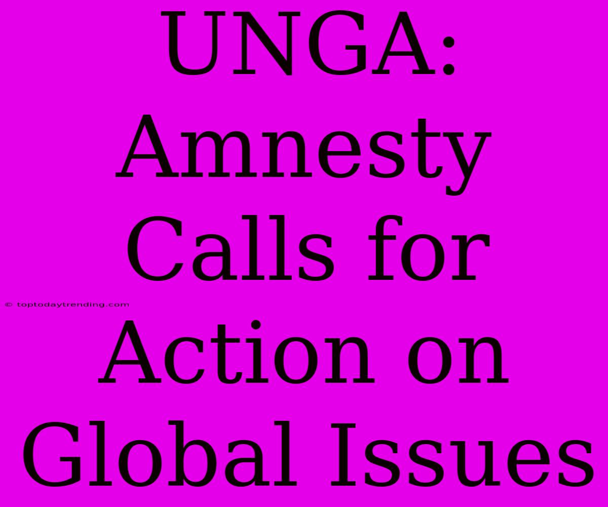 UNGA: Amnesty Calls For Action On Global Issues