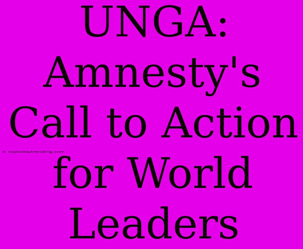 UNGA: Amnesty's Call To Action For World Leaders