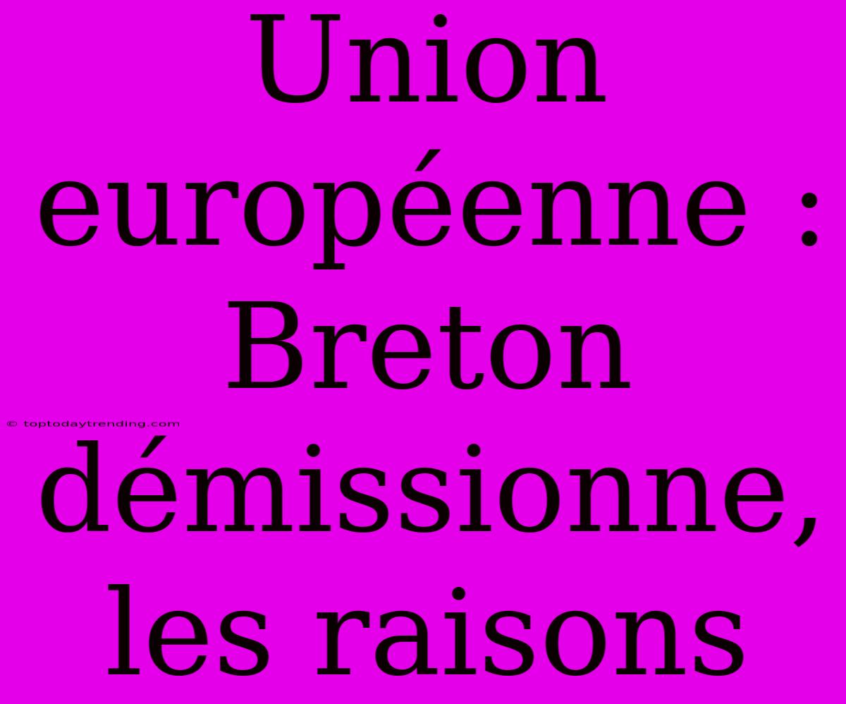 Union Européenne : Breton Démissionne, Les Raisons