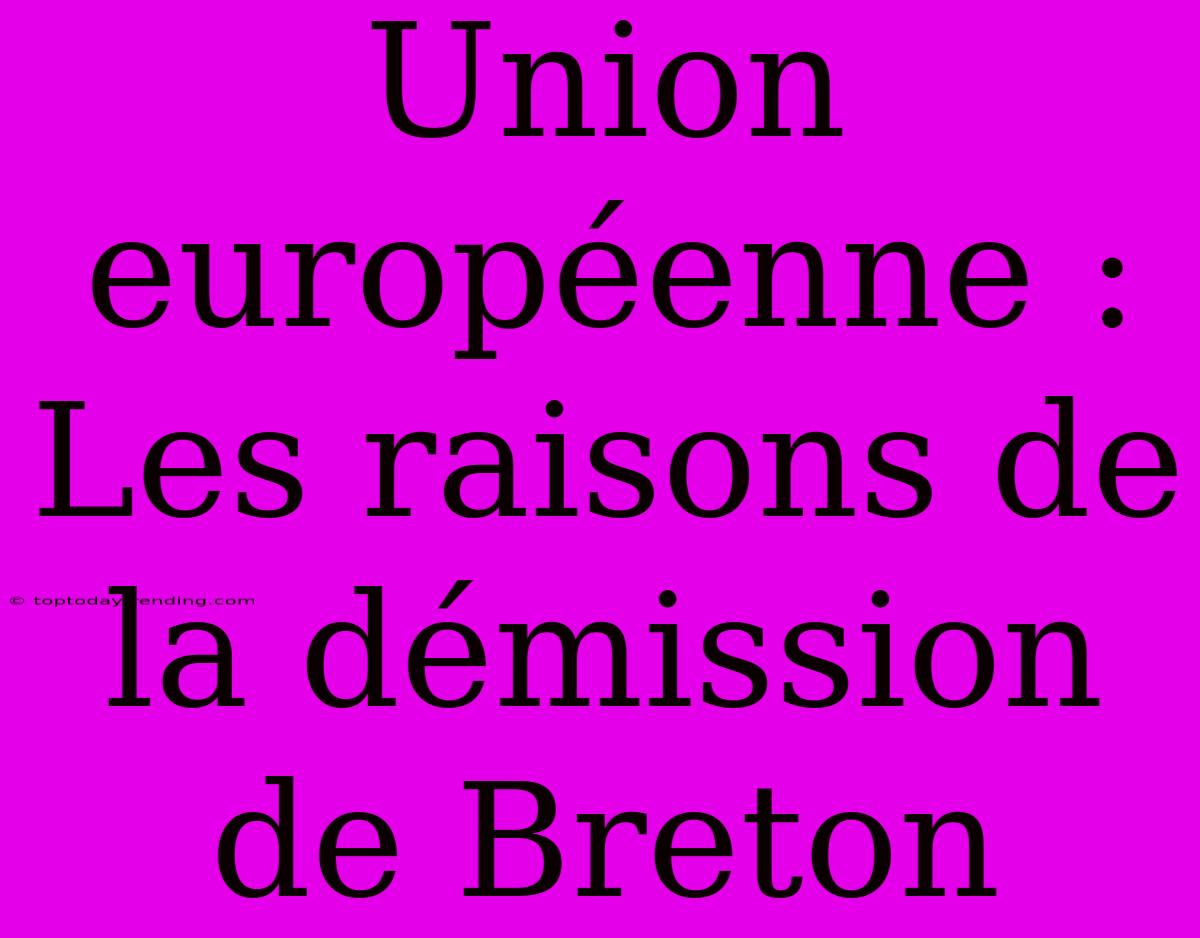 Union Européenne : Les Raisons De La Démission De Breton