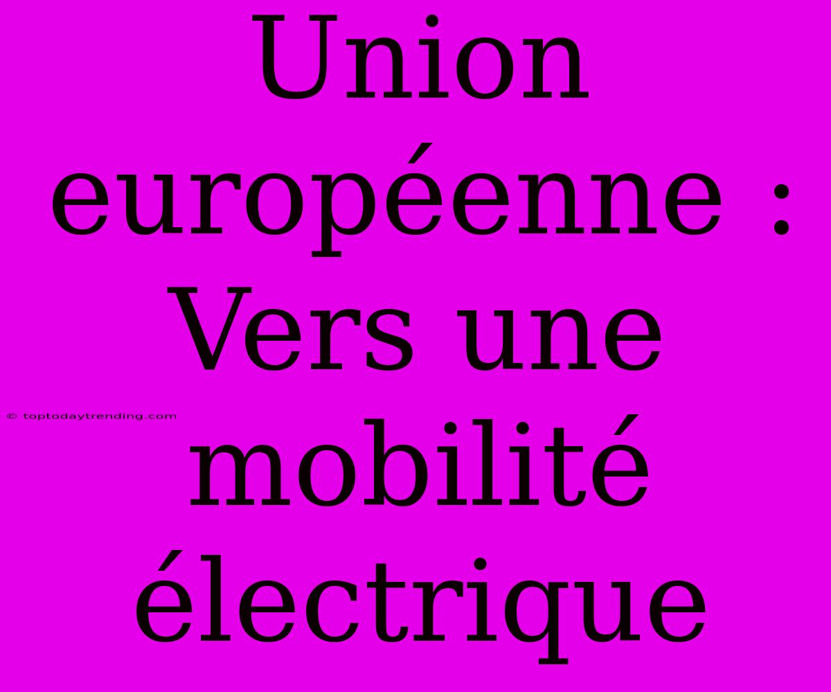 Union Européenne : Vers Une Mobilité Électrique