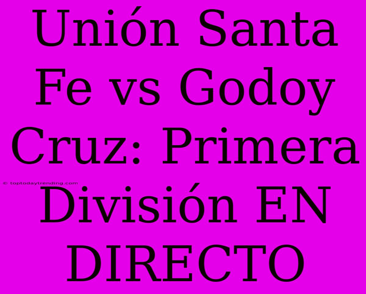 Unión Santa Fe Vs Godoy Cruz: Primera División EN DIRECTO